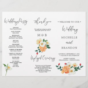 Prospectus 21,6 Cm X 24,94 Cm Beau programme de mariage de fleurs de Magnolia