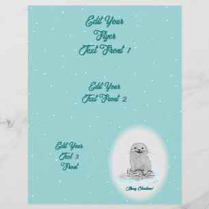 Prospectus 21,6 Cm X 24,94 Cm Bébé loutre de mer blanche mignonne, Joyeux Noël