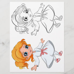 Prospectus 21,6 Cm X 24,94 Cm Belle page de coloriage de dessin animé fille