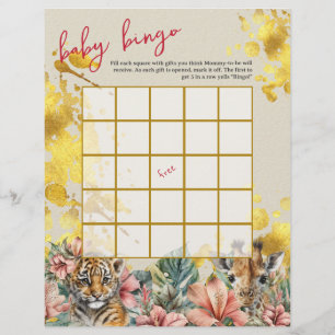 Prospectus 21,6 Cm X 24,94 Cm Bingo bébé et nom course Wild Baby shower jeu