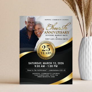Prospectus 21,6 Cm X 24,94 Cm Black & Gold Church Anniversary Flyer