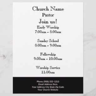 Prospectus 21,6 Cm X 24,94 Cm Black White Church Flyer, Rejoignez-nous Services