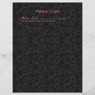 Prospectus 21,6 Cm X 24,94 Cm Blanc uni et damas floraux vintage noirs