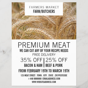 Prospectus 21,6 Cm X 24,94 Cm Blé en champ, agriculteur et publicité de boucher