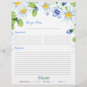 Prospectus 21,6 Cm X 24,94 Cm Bleu blanc marguerite Classeur floral Insertions d