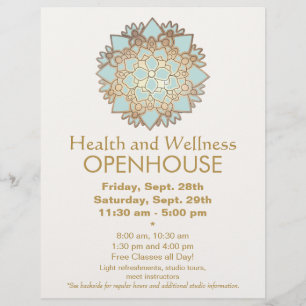 Prospectus 21,6 Cm X 24,94 Cm Blue and Faux Gold Leaf Health and Wellness Flyer