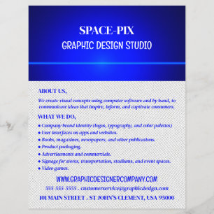 Prospectus 21,6 Cm X 24,94 Cm Blue Bokeh Guilloché Design, Graphiste