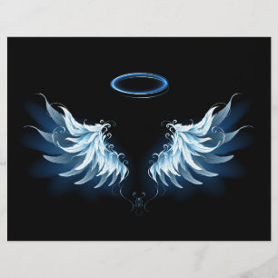 Prospectus 21,6 Cm X 24,94 Cm Blue Glowing Angel Wings on black background