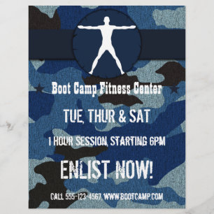 Prospectus 21,6 Cm X 24,94 Cm Body Madness Blue Cloth Camo Boot Camp Flyers