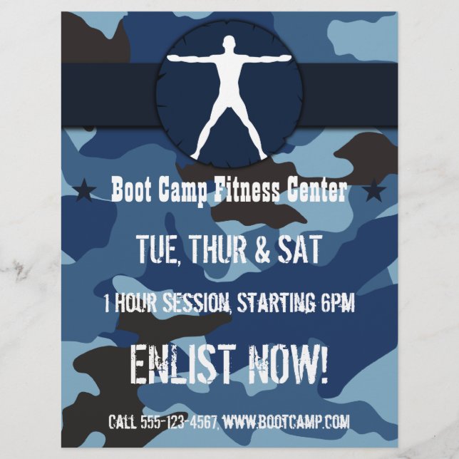 Prospectus 21,6 Cm X 24,94 Cm Body Madness Dark Blue Camo Boot Camp Flyers (Devant)