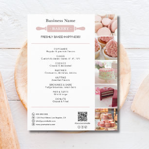 Prospectus 21,6 Cm X 24,94 Cm Boulangerie Rolling blanc et épine photo QR rose