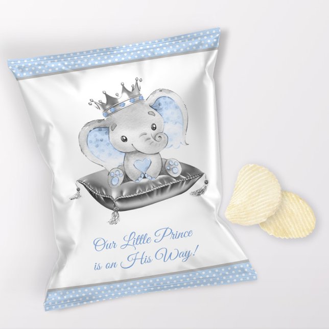 Prospectus 21,6 Cm X 24,94 Cm Boy Elephant Prince Baby shower Chip Wrappers (1 ounce snack bag wrapper flyer. )