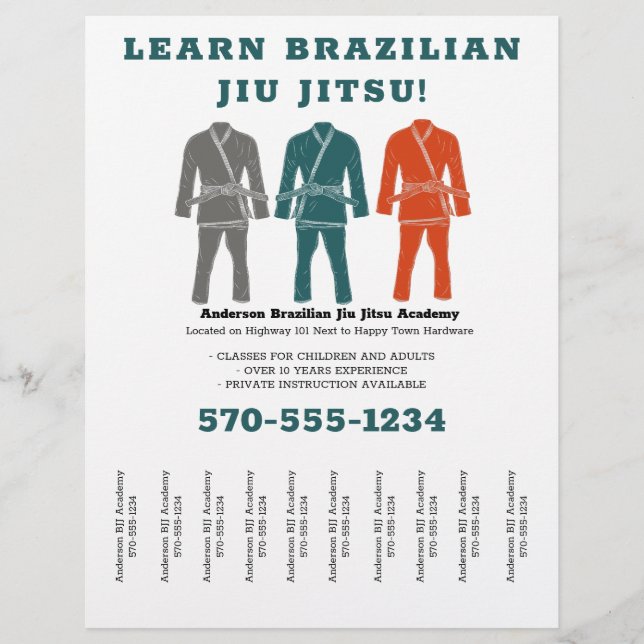 Prospectus 21,6 Cm X 24,94 Cm Brésil Jiu Jitsu BJJ Leçons Éteindre Des Bandes (Devant)