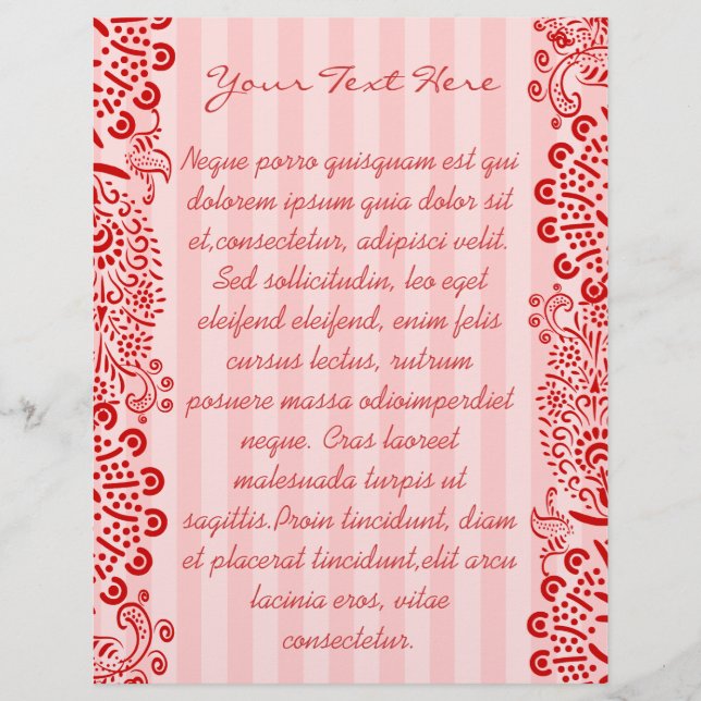 Prospectus 21,6 Cm X 24,94 Cm Broche rouge Damas rayé (Devant)