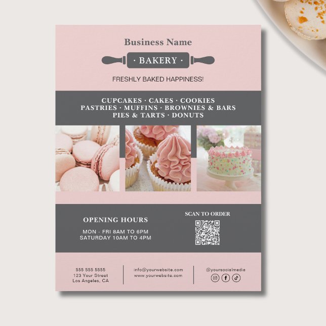 Prospectus 21,6 Cm X 24,94 Cm Brochure à rouleaux pour boulangerie Marketing d'e (Bakery Rolling Pin Business Marketing Flyer)