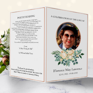Prospectus 21,6 Cm X 24,94 Cm Brochure funéraire, bouquet rose or & blanc