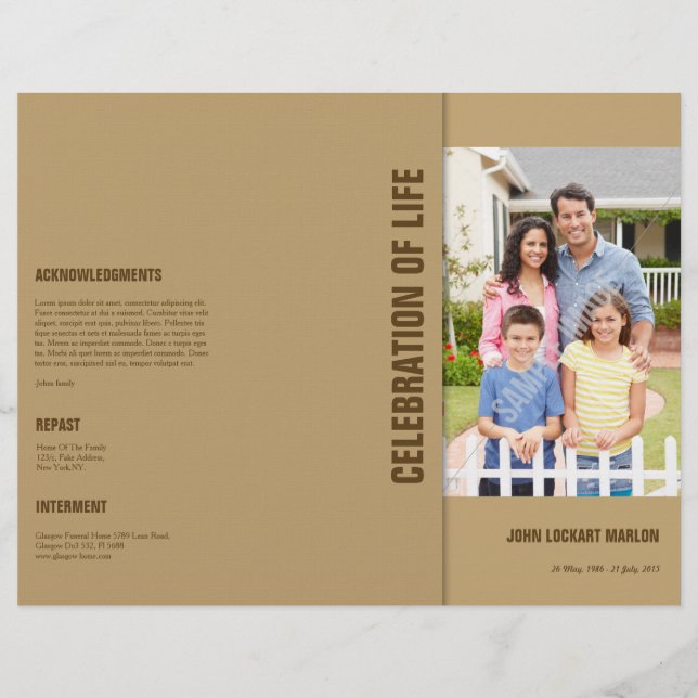 Prospectus 21,6 Cm X 24,94 Cm Brochure Modèle funéraire (Devant)