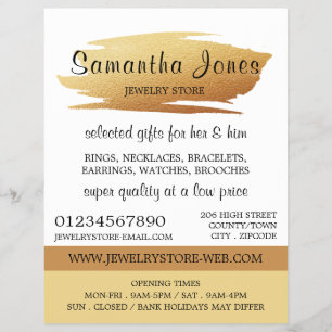 Prospectus 21,6 Cm X 24,94 Cm Brosse à huile d'or moderne, magasin de bijoux