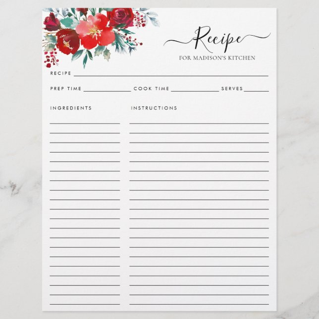 Prospectus 21,6 Cm X 24,94 Cm Budget Floral Bourgogne Holly Feuille Holiday Rece (Devant)