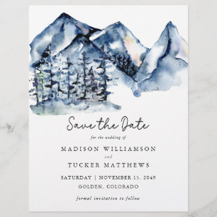 Prospectus 21,6 Cm X 24,94 Cm Budget Rustic Mountain Photo Enregistrer la date