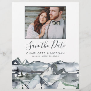 Prospectus 21,6 Cm X 24,94 Cm Budget Rustic Mountain Watercolor Enregistrer la d