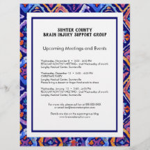 Bulletin Motif de Blue Orange Navy Ikat