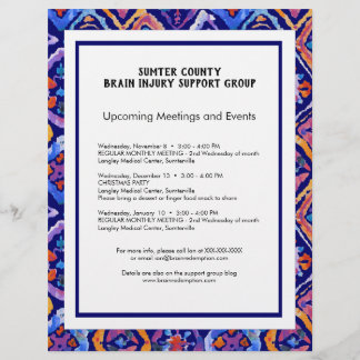 Prospectus 21,6 Cm X 24,94 Cm Bulletin Motif de Blue Orange Navy Ikat