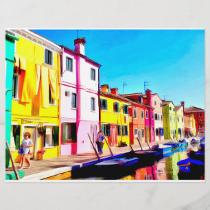 Prospectus 21,6 Cm X 24,94 Cm Burano, peinture d'aquarelle de Venise
