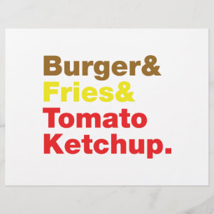 Prospectus 21,6 Cm X 24,94 Cm Burger & Fries & Tomato Ketchup.