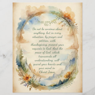 Prospectus 21,6 Cm X 24,94 Cm Cadeau d'encouragement chrétien Philippiens 4:6–7
