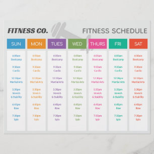 Prospectus 21,6 Cm X 24,94 Cm Calendrier hebdomadaire de remise en forme avec de