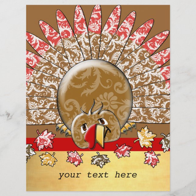 Prospectus 21,6 Cm X 24,94 Cm Caricature mignonne Thanksgiving Turquie (Devant)