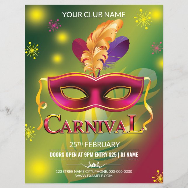 Prospectus 21,6 Cm X 24,94 Cm Carnival Party Flyer (Devant)