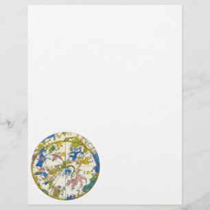 Prospectus 21,6 Cm X 24,94 Cm Carte céleste vintage, carte antique des étoiles d