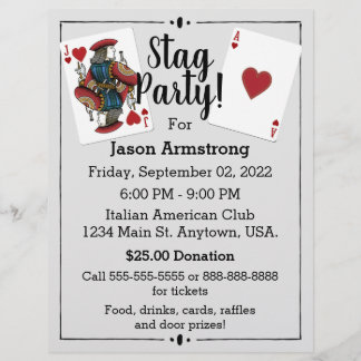 Prospectus 21,6 Cm X 24,94 Cm Carte de jeu Flyer enterrement de vie de garçon Ce