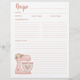 Prospectus 21,6 Cm X 24,94 Cm Carte de recette simple mélange rose floral pâtiss