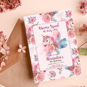Prospectus 21,6 Cm X 24,94 Cm Carte d'invitation de fête d'anniversaire licorne 