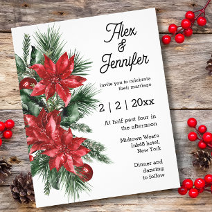 Prospectus 21,6 Cm X 24,94 Cm Carton d'invitation de mariage au poinsettia rouge