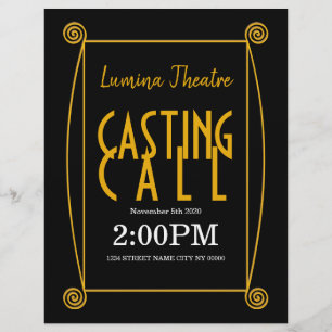 Prospectus 21,6 Cm X 24,94 Cm Casting Call Theatre Art Music Flyer