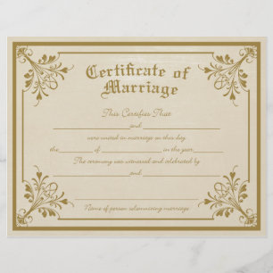 Prospectus 21,6 Cm X 24,94 Cm Certificat de mariage