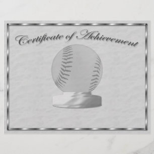 Prospectus 21,6 Cm X 24,94 Cm Certificat de réussite de baseball en argent