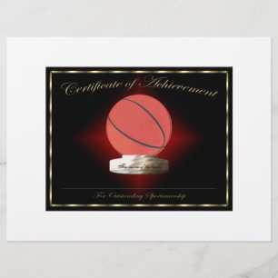 Prospectus 21,6 Cm X 24,94 Cm Certificat de réussite de basket-ball