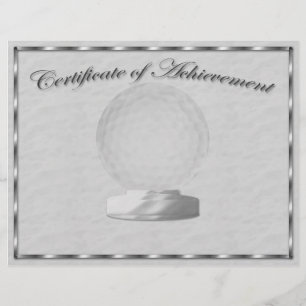 Prospectus 21,6 Cm X 24,94 Cm Certificat de réussite Silver Golf