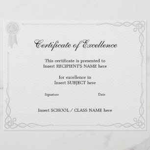 PROSPECTUS 21,6 CM X 24,94 CM CERTIFICAT D'EXCELLENCE