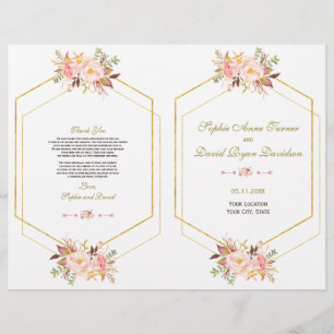 Prospectus 21,6 Cm X 24,94 Cm Charm Rose Blush Floral Gold Frame Programme de ma