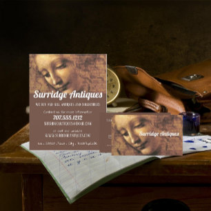 Prospectus 21,6 Cm X 24,94 Cm Chef d'une femme, Leonardo Da Vinci, Antique Store