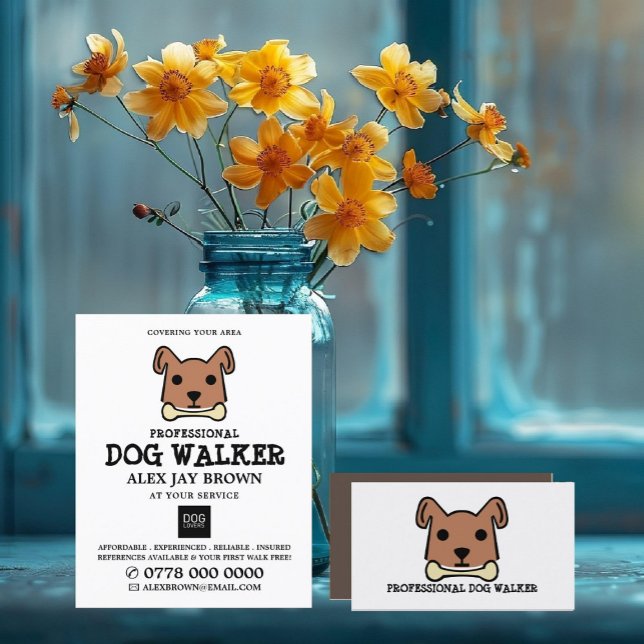 Prospectus 21,6 Cm X 24,94 Cm Chien Brown avec os, Chien Walker Publicité (Créateur téléchargé)