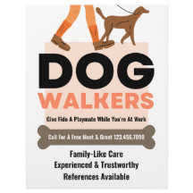Chien moderne Walker Bone Pet Sitter Flyer