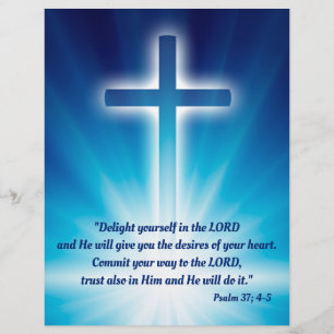 Prospectus 21,6 Cm X 24,94 Cm Christian Cross on glowing blue background Flyer