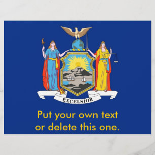 Prospectus 21,6 Cm X 24,94 Cm Circulaire avec Drapeau de New York, États-Unis.